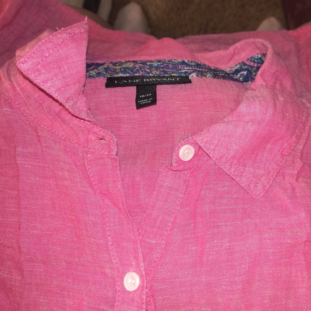 Lane Bryant Pink Button-Up Shirt